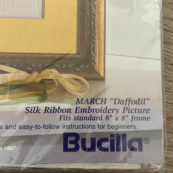 Vintage Bucilla Silk Ribbon Embroidery Kit March Daffodil Flower NOS NIP 90s - Picture 3 of 8